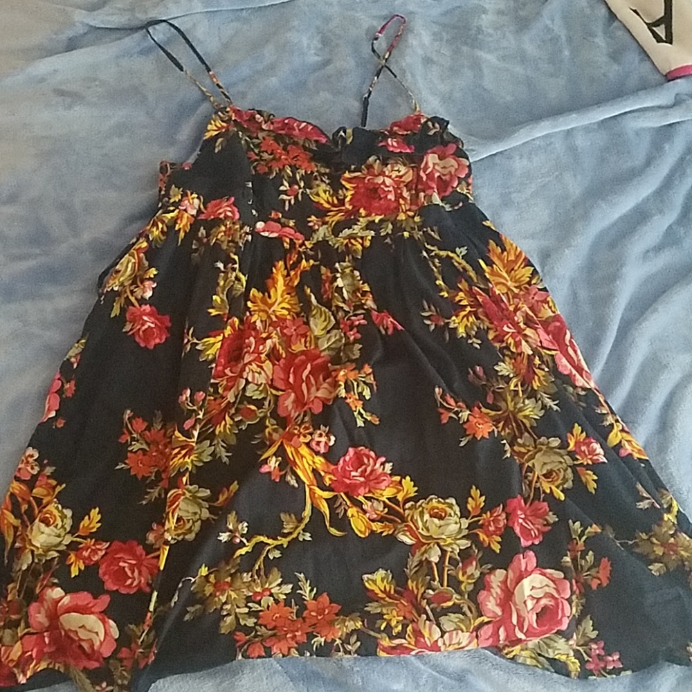 Fall floral, ruffle dress